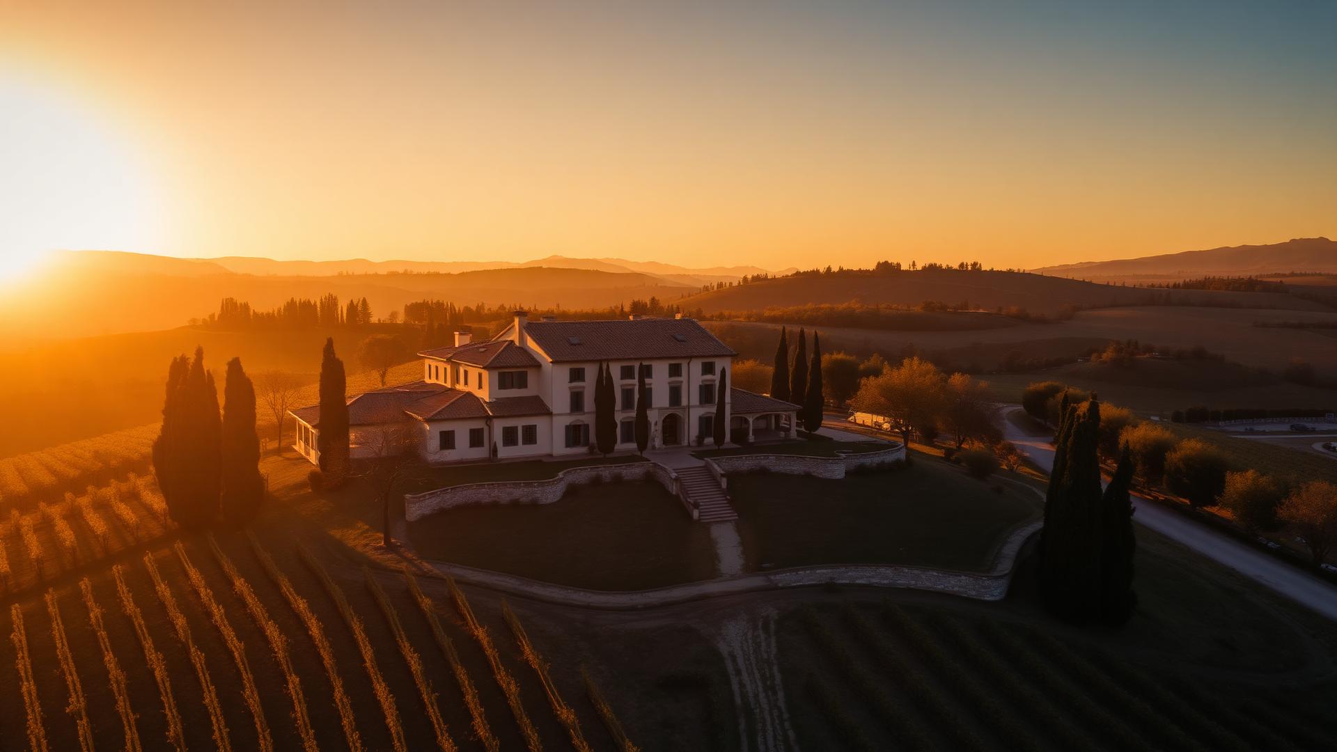 Tenuta italiana al tramonto